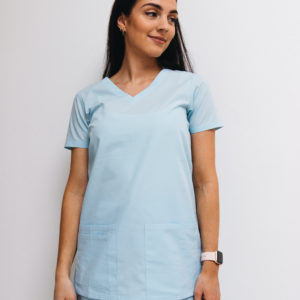 Women v-neck sky blue scrub top