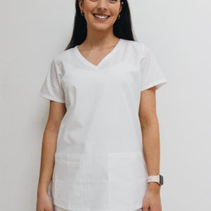 Women v-neck white scrub top