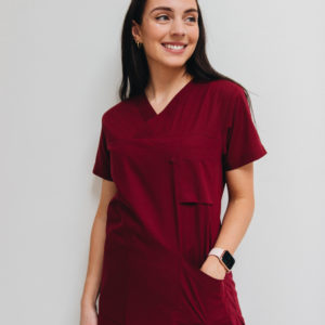 Women maroon scrub top