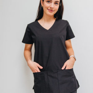 Women v-neck black scrub top