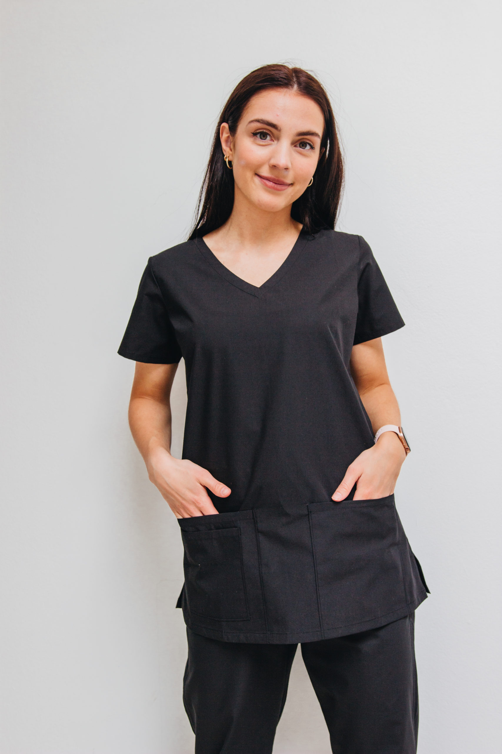 Women v-neck black scrub top