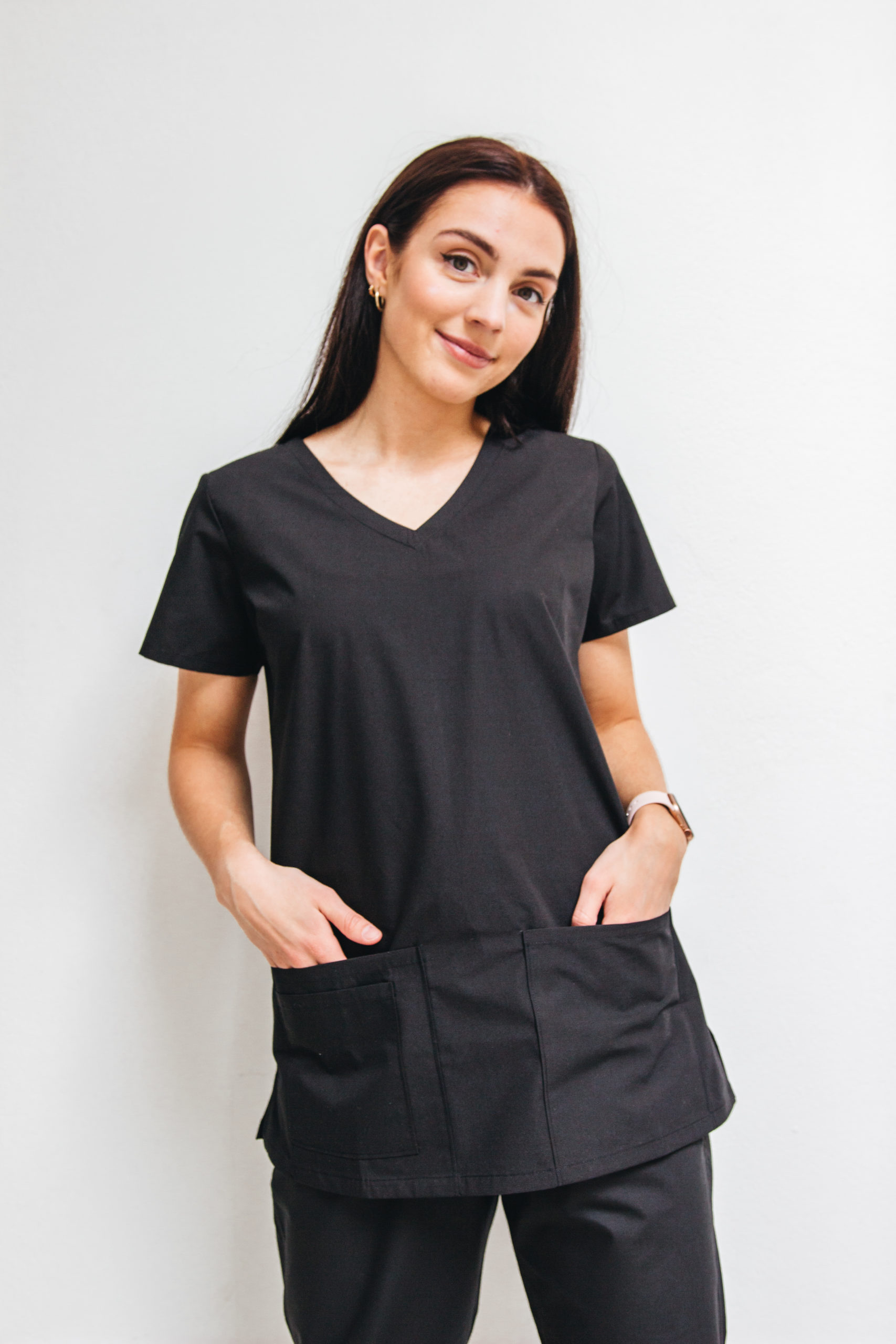 Women v-neck black scrub top - Image 2