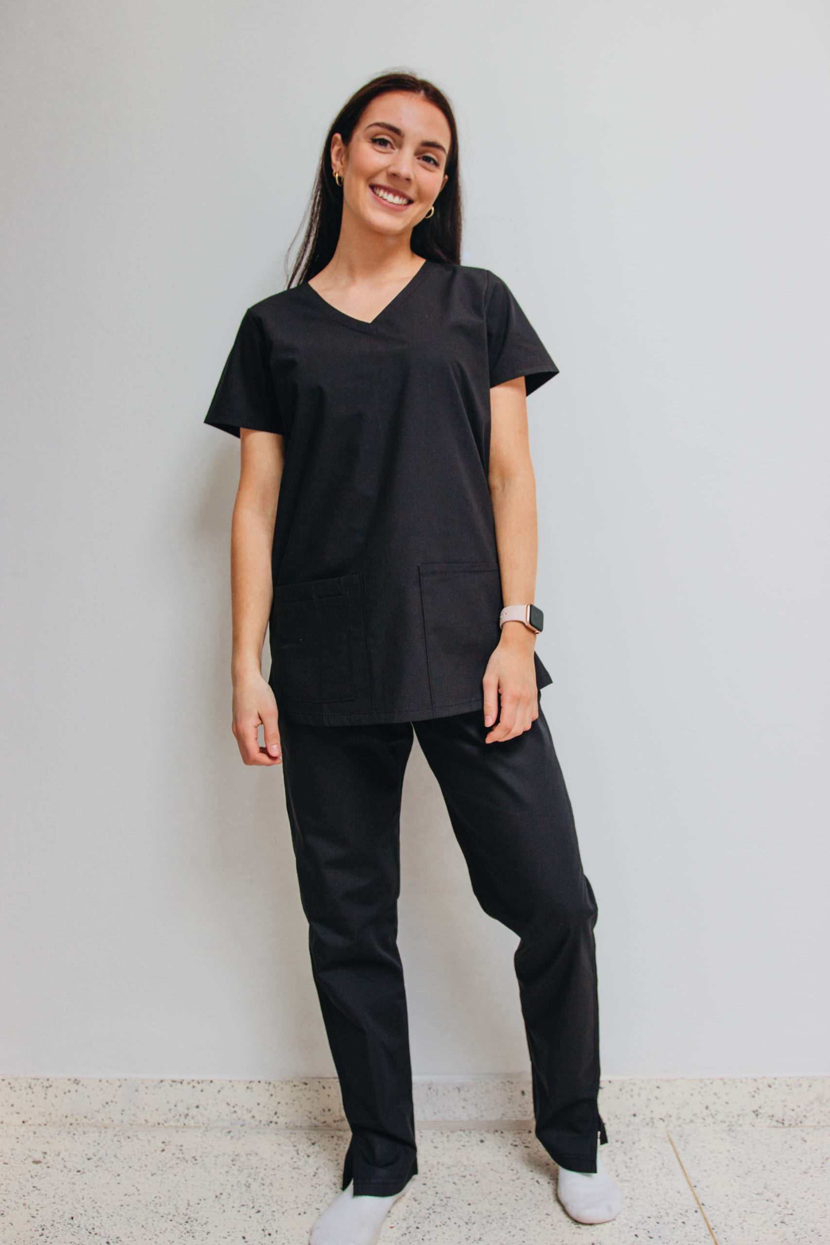 Women v-neck black scrub top - Image 3