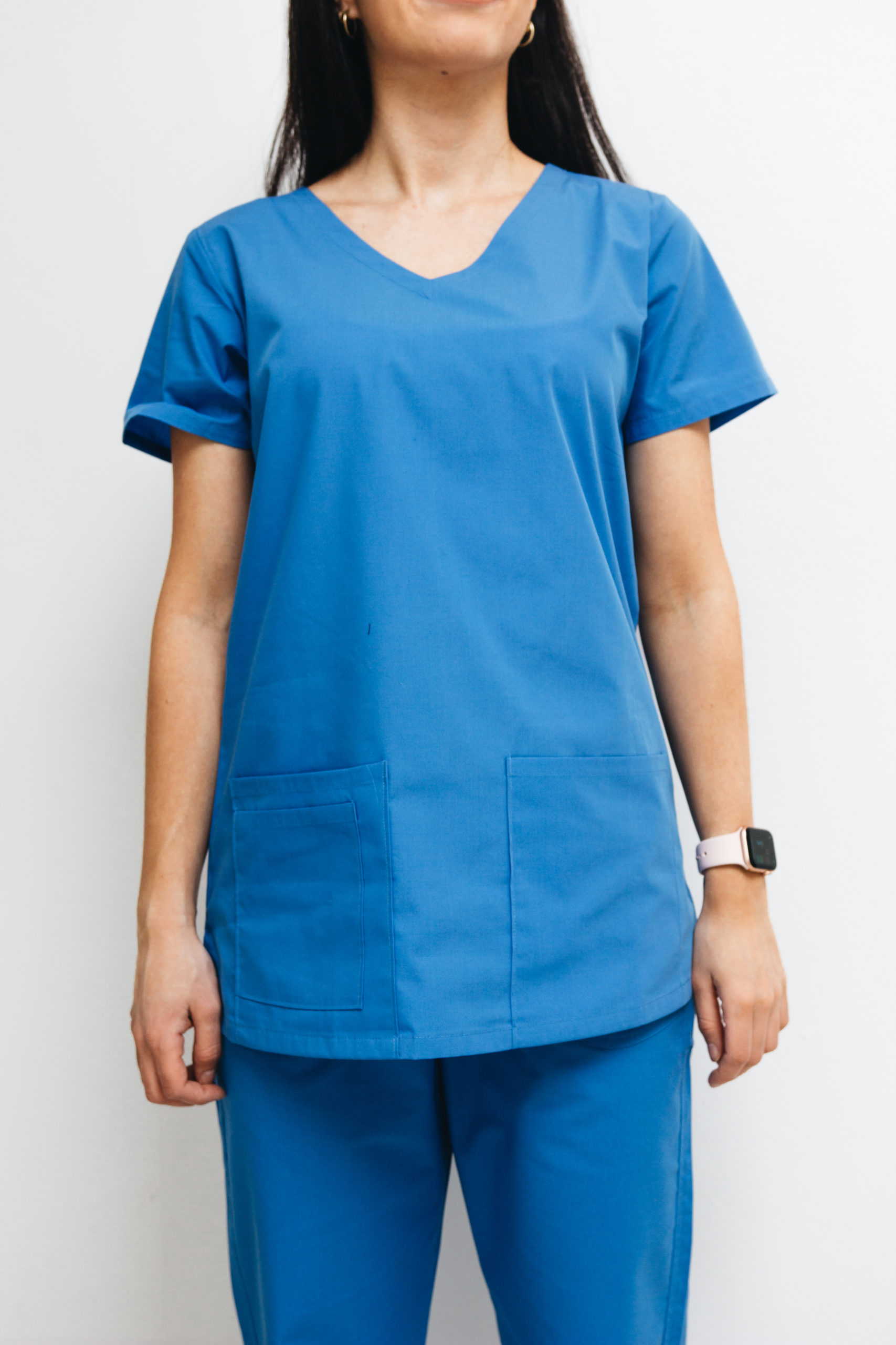Women v-neck blue scrub top - Image 4