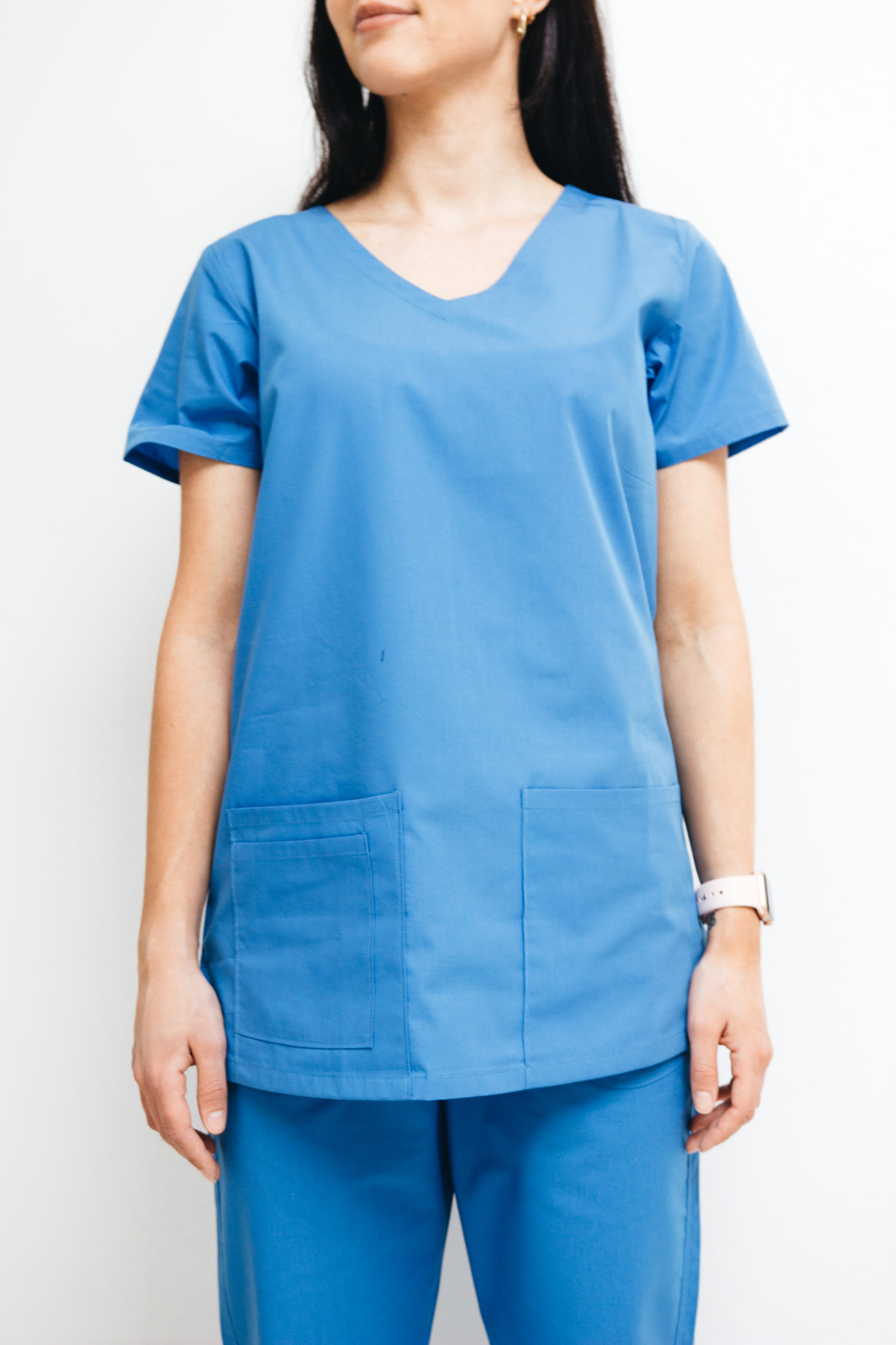 Women v-neck blue scrub top - Image 3