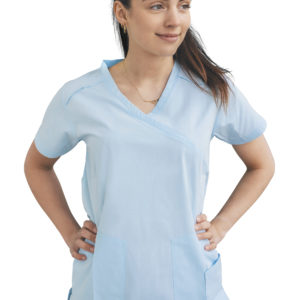 Women Y-neck Skyblue scrub Top